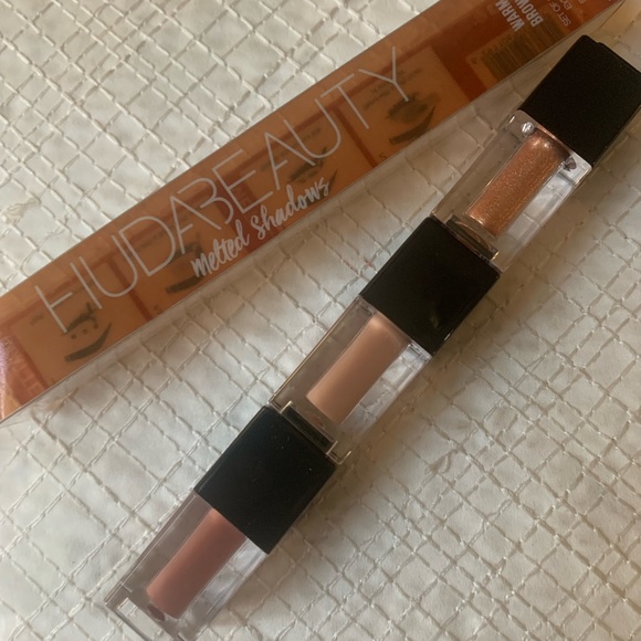 Huda Beauty Melted Liquid Eyeshadow Trio Set in Warm Browns BNIB - Picture 10 of 16